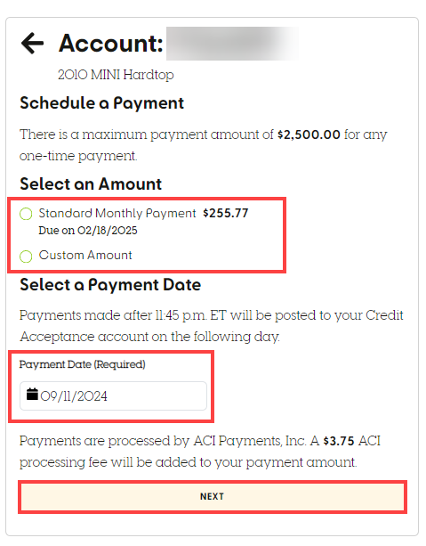 A screenshot of a payment form Description automatically generated