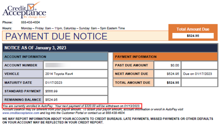 A screenshot of a credit report Description automatically generated