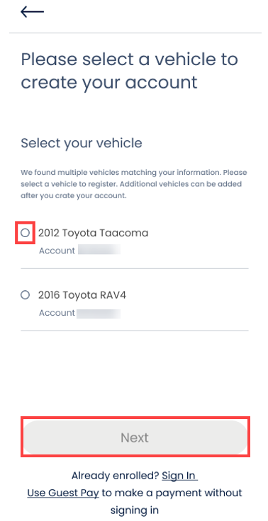 A screenshot of a vehicle registration Description automatically generated