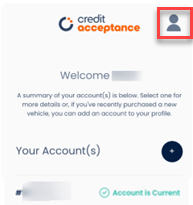 A screenshot of a credit acceptance account Description automatically generated